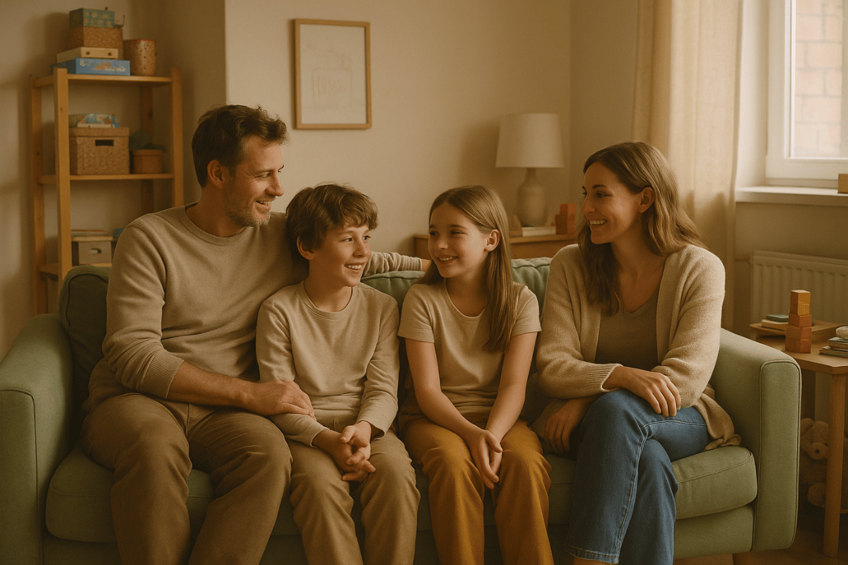 Familie gemeinsam auf dem Sofa