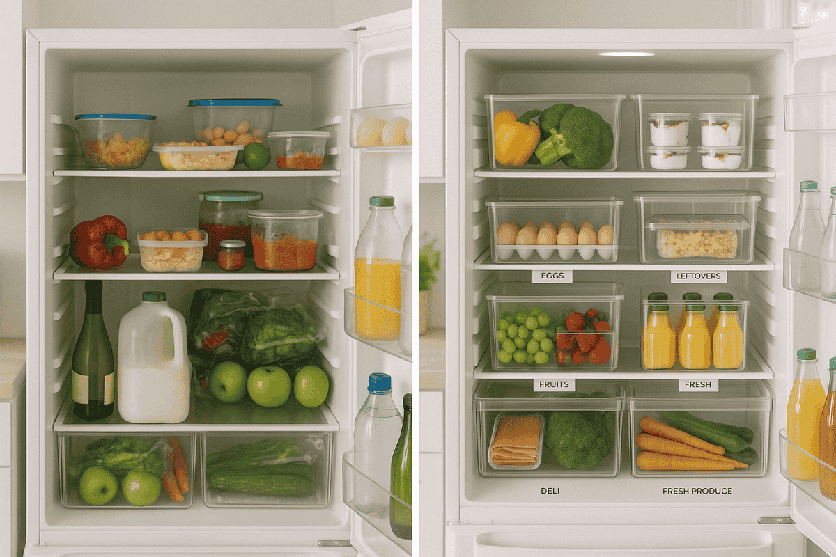 Kühlschrank organisieren, aufgeräumter kühlschrank