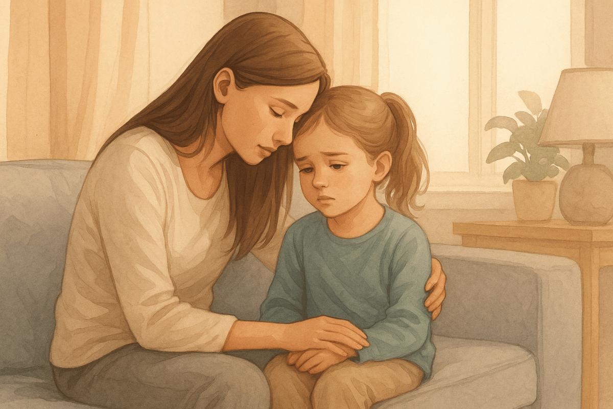 Mutter tröstet kind dekobild