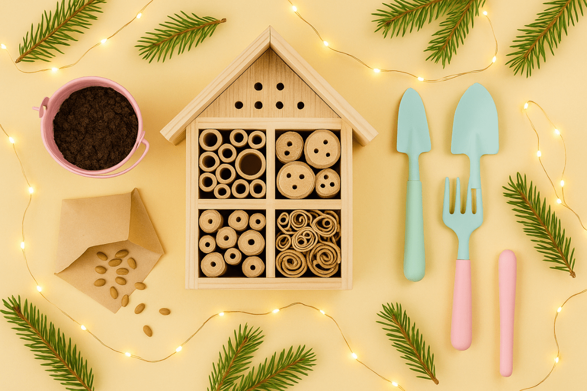 Die besten Weihnachtsgeschenke für Kinder3-min Insektenhotel und Gartenset als Naturprojekt