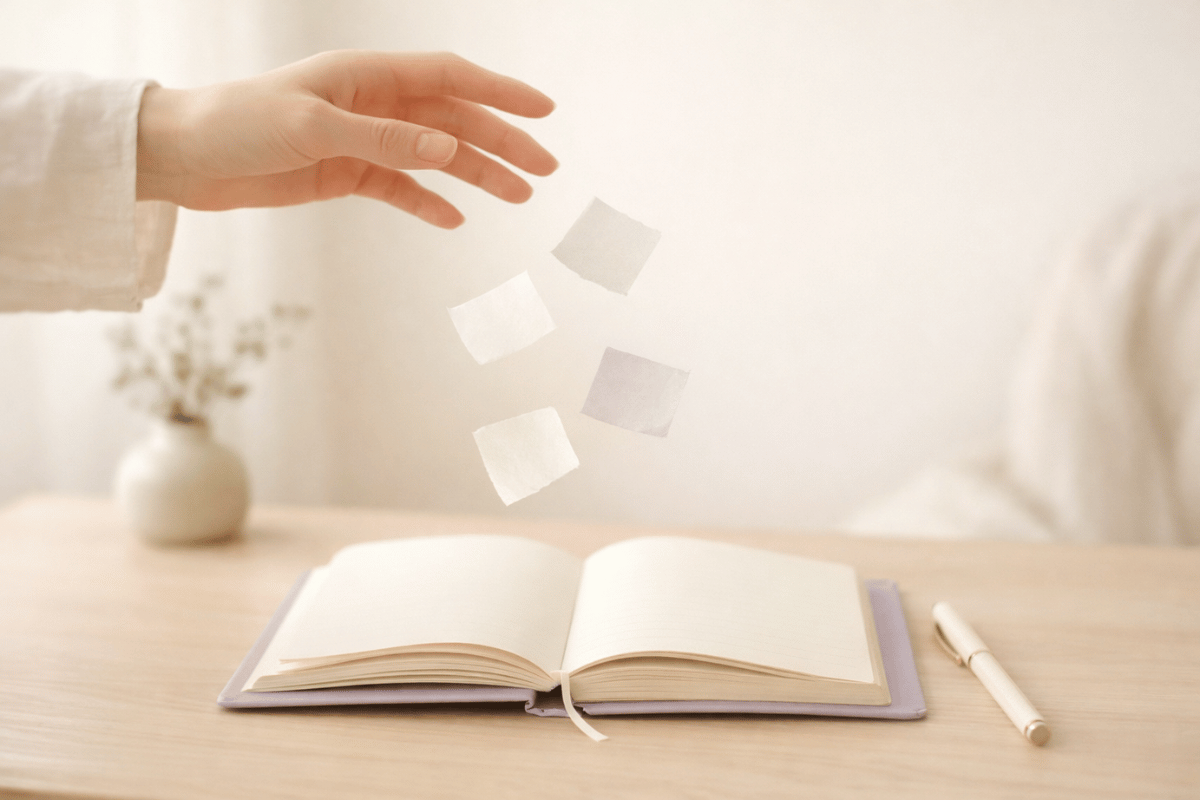 Journal mit Papierfetzen