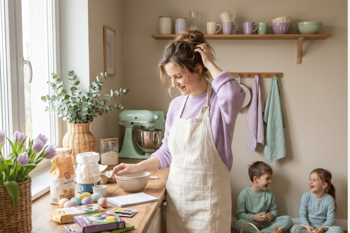 Ostern (2) Mutter backt mit kinder