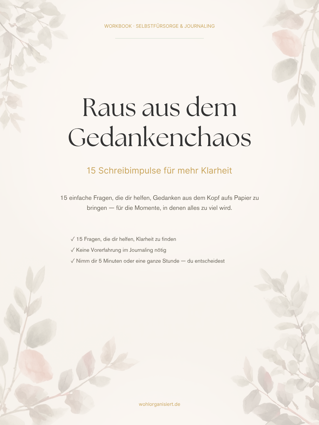 Raus aus dem Gedankenchaos Workbook Cover