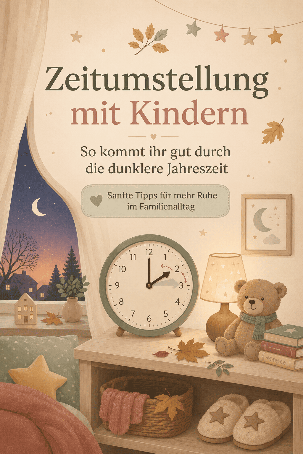 Zeitumstellung mit Kindern, Pinterest Pin