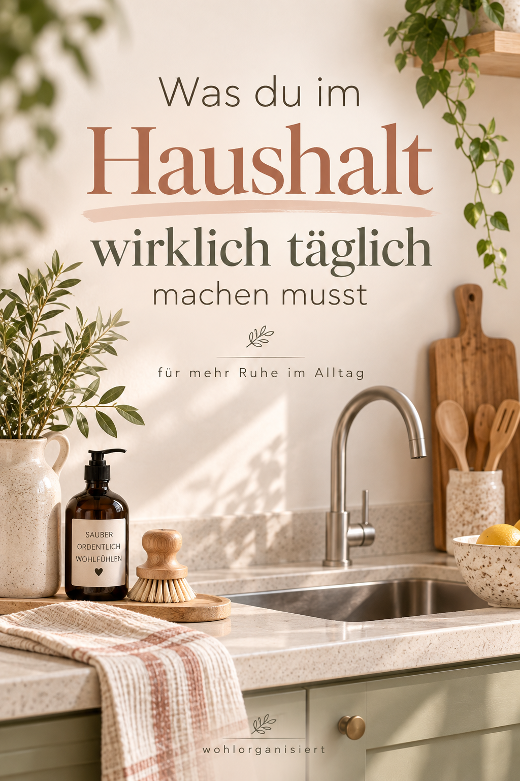 Was du im Haushalt wirklich täglich machen musst, Pinterest Grafik