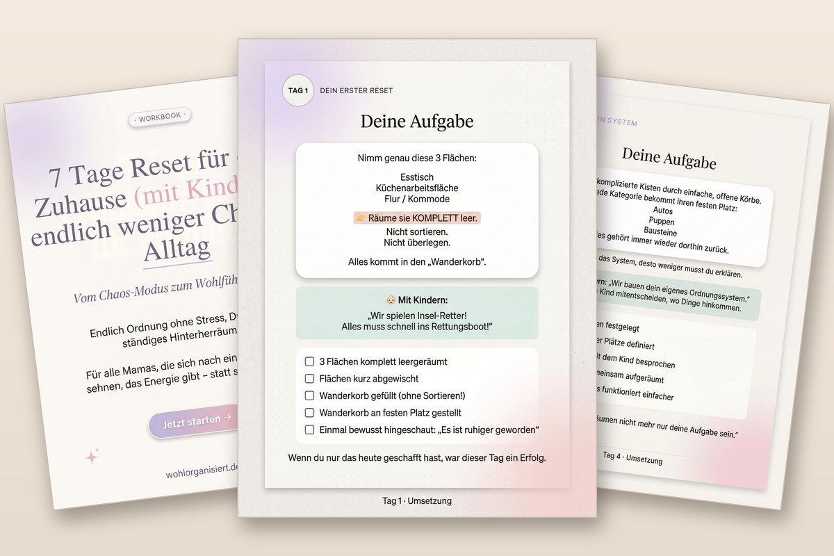 10 Dinge ausmisten und weitermachen: Seiten aus dem Workbook 7 Tage Reset für dein Zuhause